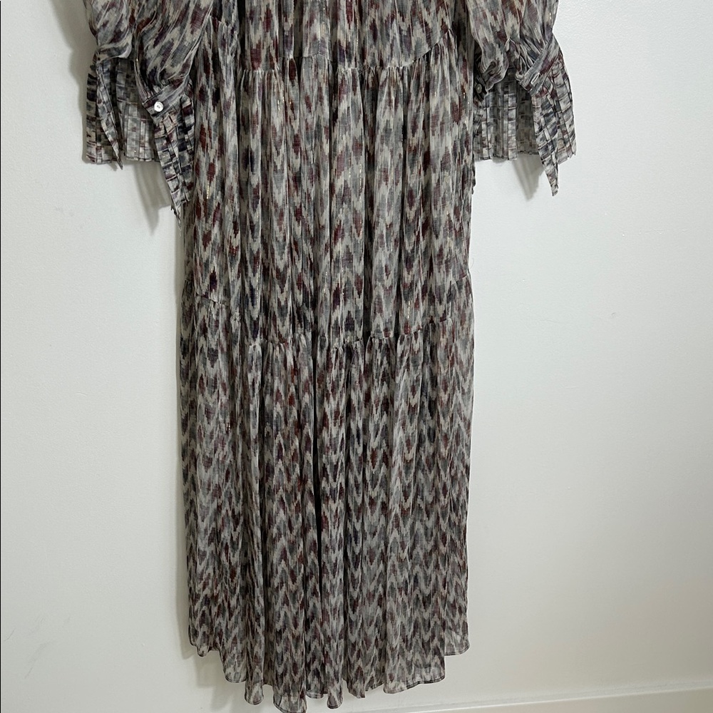 Mango Elegant Metallic And Gray Patterned Dress - image 7